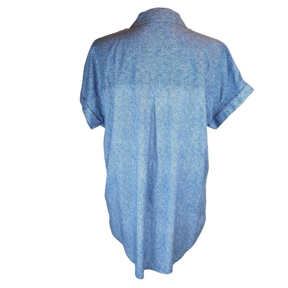 Goodthreads Cotton Short-Sleeve Tunic Button Down Shirt, Indigo Floral - Large - Picture 7 of 9